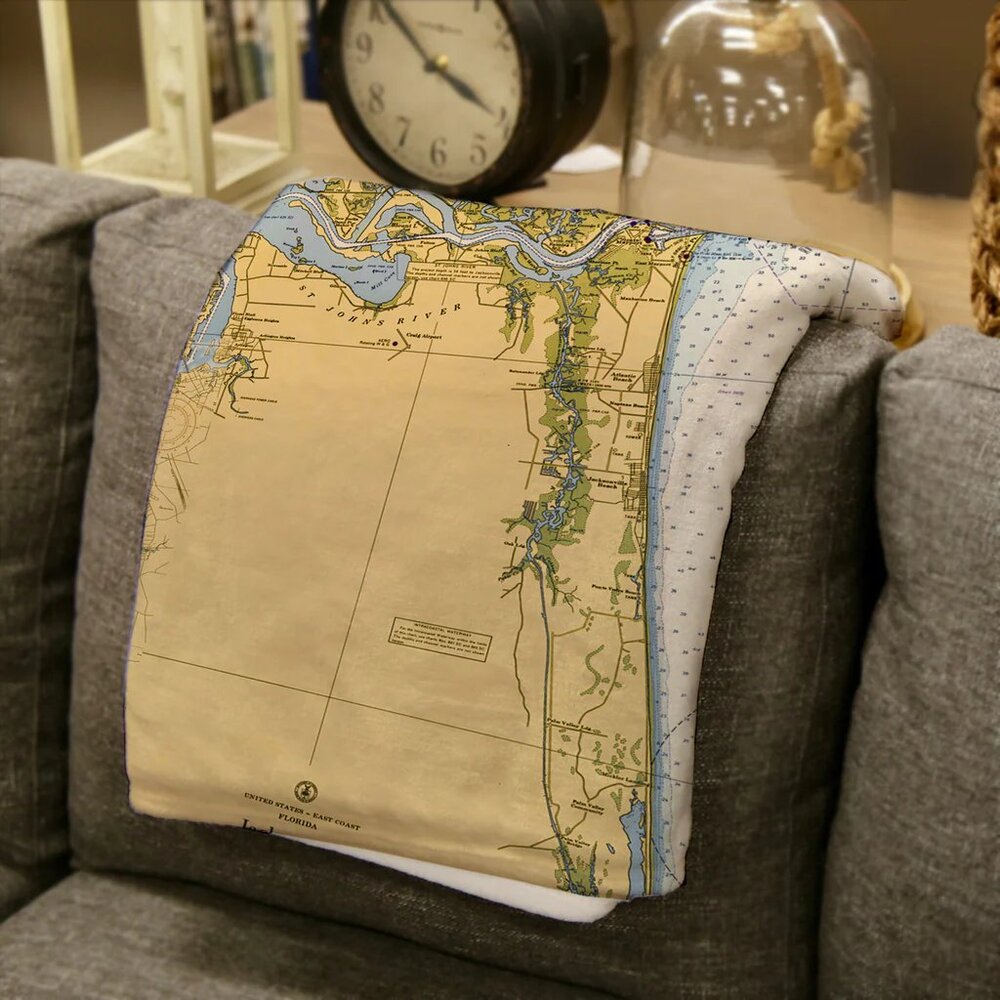 NEW without TAGS Plush Jacksonville, FL (Florida) Vintage Map Blanket